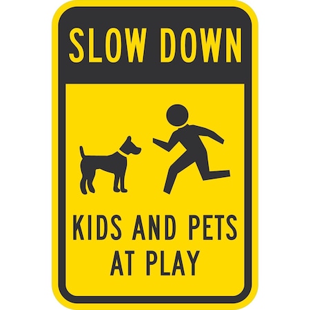 Lyle Slow Down Kids & Pets at Play, 18x24, Non-Reflective, Yellow G-11345-NC_18x24