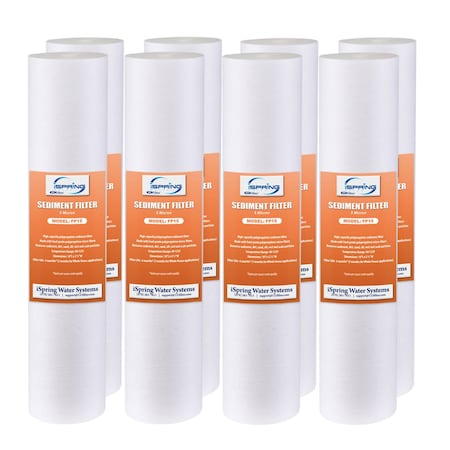 Ispring 5 Micron 10"x2.5" Standard Sediment Water Filter Replacement Cartridges, 8PK FP15X8