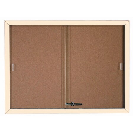 Aarco Enclosed Bulletin Board w/ Al Frame Sliding Doors, Powder Coated Ivory, 36''Hx48''W SBC3648IV