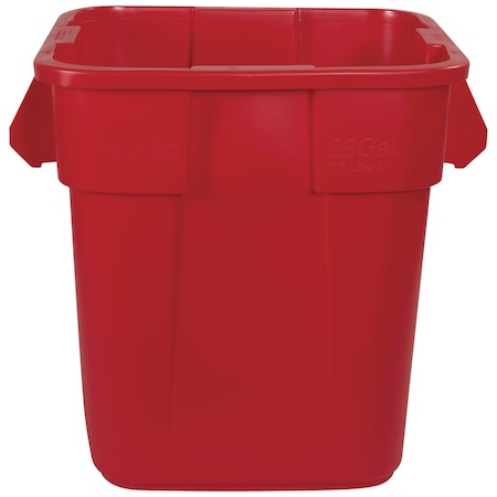 Brute Rubbermaid Square Trash Can - 28 Gallon, Red RUB128CR