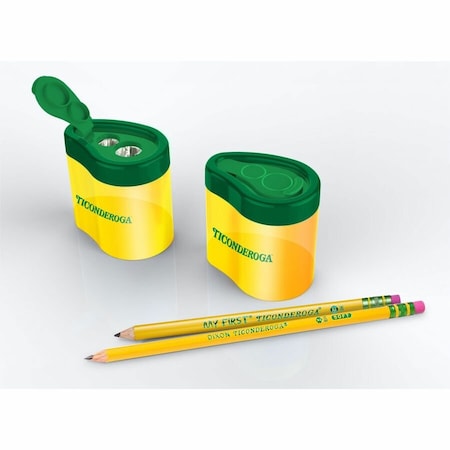 Ticonderoga Two Hole Pencil Sharpener, Green and Yellow, 6PK X39201