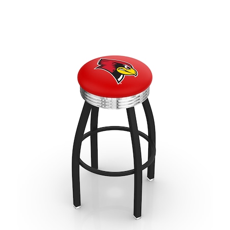 Holland Bar Stool Co 25" Blk Wrinkle Illinois State Swivel Bar Stool, Chrome Ring L8B3C25IllStU