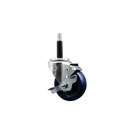 Service Caster 3.5'' Solid Poly Swivel 3/4'' Expanding Stem Caster with Brake SCC-EX20S3514-SPUS-TLB-34