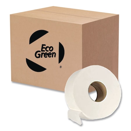 Eco Green Recycled 2-Ply Jumbo Toilet Paper, Septic Safe, White, 3.55in x 1,000 ft, 12PK EJ932