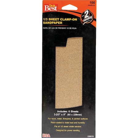 Do It Best Aluminum Oxide 100C Grit 1/3 Sheet Power Sanding Sheet, 6PK 330019GA