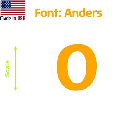 Aacc Self-Adhesive Vinyl Number: 0, Size: 5 cm. Color: Orange Font: Anders, 24PK AACC-Anders-N0-Orange-M5x24