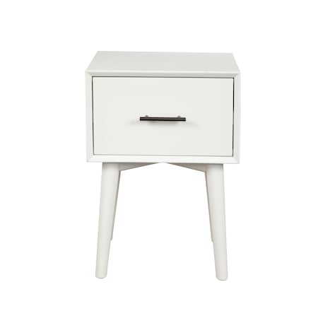 Homeroots 27" White Wood End Table With Drawer 524166