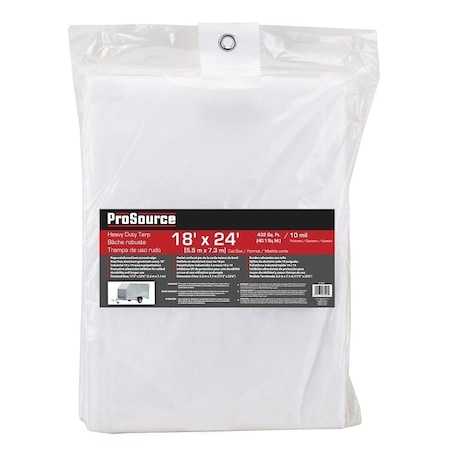 Prosource Tarp, 10 Mil, White, Plastic TW1824