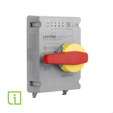 Leviton Disconnect Switch, Nonfusible, 3PST, Three Phase, Indoor/Outdoor, PBT LDS30-RCS