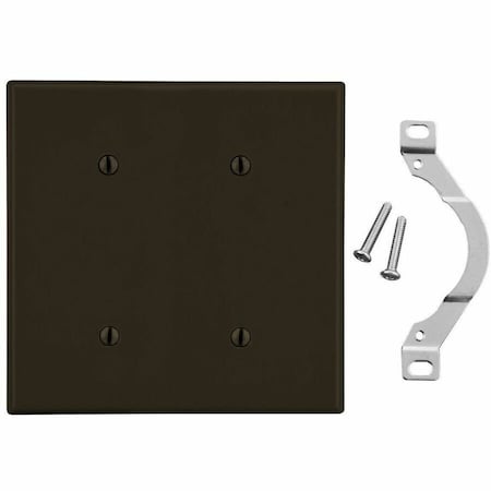 Hubbell Wiring Device-Kellems Wallplate, 2-Gang, 2 Strap Mount Blank, Brown P24