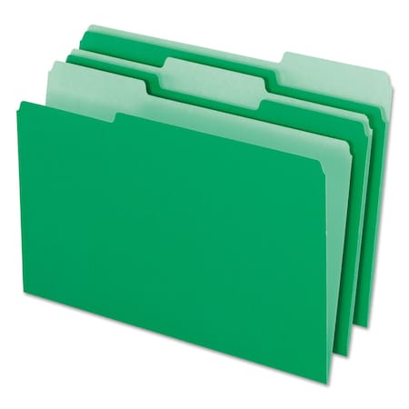 Pendaflex Interior File Folders, 1/3-Cut Tabs: Assorted, Legal Size, Green, 100PK 4350 1/3 BGR