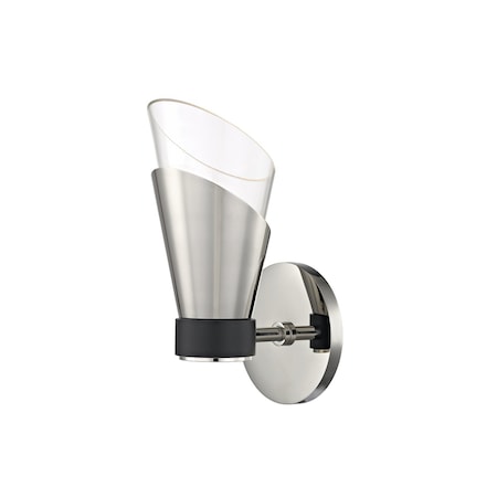 Mitzi Angie 1 Light Wall Sconce 4.5 In. Polished Nickel/Black H130101-PN/BK