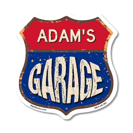 Signmission Adam's Garage, 18 Inch X 18 Inch, Plastic Sign SHI-P-18-383-ADAM