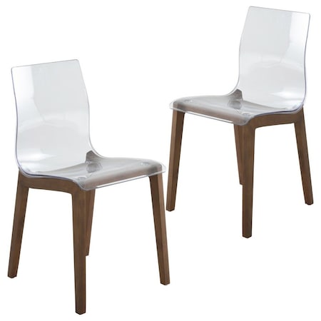 Leisuremod Marsden Modern Dining Side Chair with Beech Wood Legs, Walnut, 2PK MCWN-16CL2