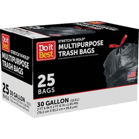 Do It Best 30-Gal. Stretch N Hold Drawstring Trash Bag, 25-Count C043208S