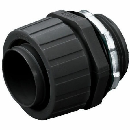 Hubbell Wiring Device-Kellems Conduit Fitting Connector, 1-1/2 in, Threaded, Nylon, Black P150NBK