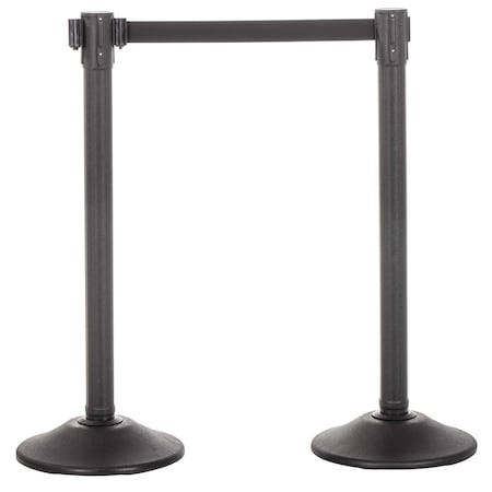 Heavy Duty Premium Steel Stanchion Crowd Control Barriers with 13' Retractable Belt, 2PK