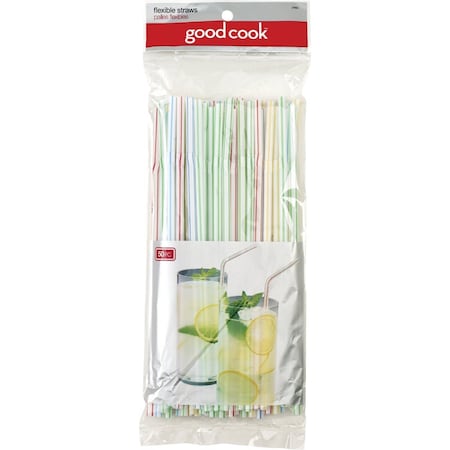 Goodcook 9'' Plastic Flex Straw, 50-Count 24992
