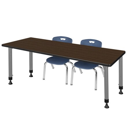 Regency Kee Adjustable Classroom Table W/ 2 Andy Stack Chairs, 66 in W, 30 in L, Neo Walnut MT6630NWAPGY45NV