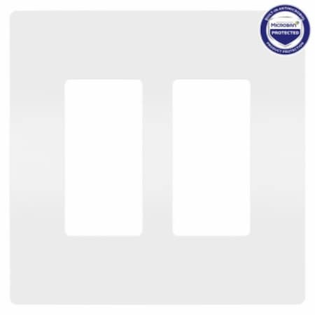 Legrand radiant Series Screwless Wallplate, 4.94 in L, 4.96 in W, 2-Gang, Plastic, White RWP262WAMCC6