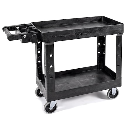 Neiko Utility Cart, 500 Pound Service cart with Wheels, Adjustable Handle Black Plastic Push Cart 53051A