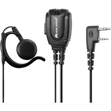 Midland Radio Headset, 24dB, On Ear, Black, Volume Control BA2