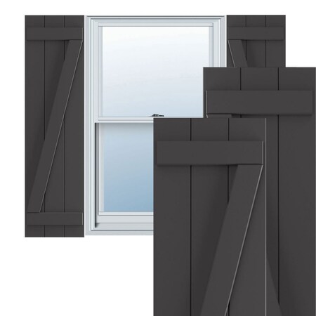 Ekena Millwork True Fit PVC, Three Board Joined Board-n-Batten Shutters w/Z-Bar, Shadow Mountain, 16 1/8W x 37H, PR TFP102BBF16X037SM