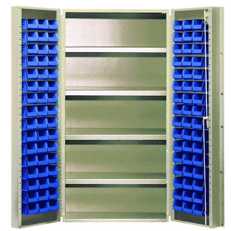 Quantum Storage Systems STORAGE BEIGE CABINET W/32 BLUE BINS QSC-BG-36-32-4ISBL
