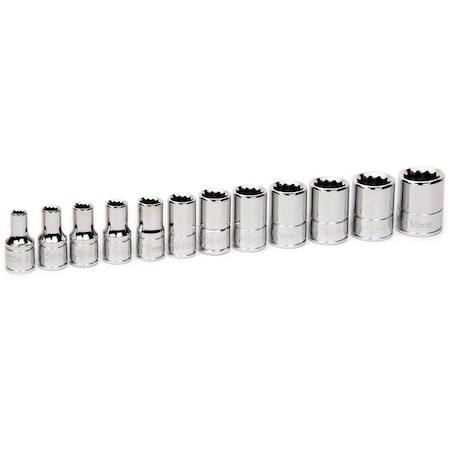 Williams Socket Set, 1/4" D, 12Pt, 12pcs., JHW30925 JHW30925