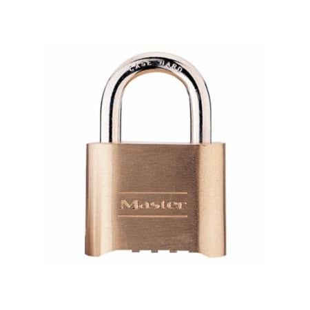 Master Lock No. 175 Combination Brass Padlock, 5/16 in dia, 1 in L x 1 in W, Steel, 6PK 470-175
