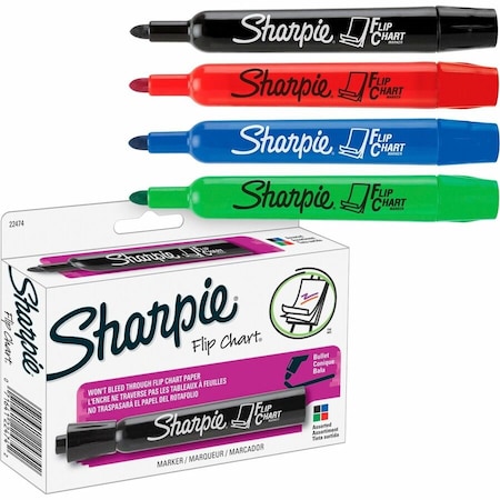 Sharpie Flip Chart Markers, Assorted Colors, 4 Per Pack, PK3 22474