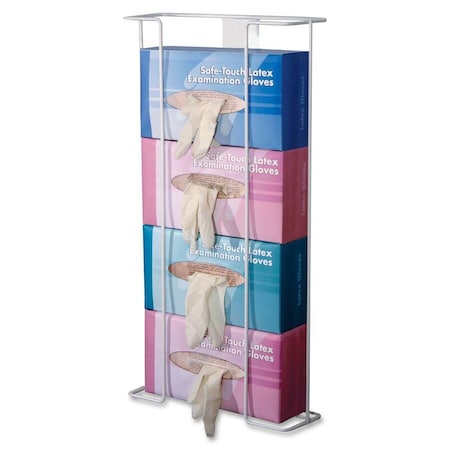 Unimed Wire Wall-Mount Glove Box Holder, 4-Box, Horiz, Stainless Steel, White BHQH004060