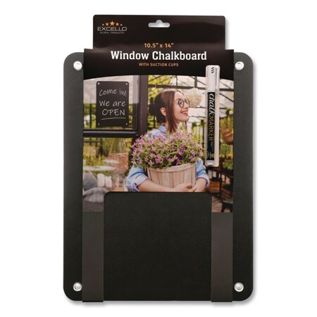 Excello Global Products Window Chalkboard, Black Surface, 10.5 x 14 EGP-HD-0513-S