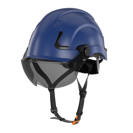 Defender Safety H2-EH Safety Helmet w/ Tinted Visor - Type 2 Class E, ANSI Z89 and EN12492 rated, Blue H2-EH-03DV