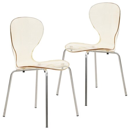 Leisuremod Modern Oyster Transparent Dining Side Chair in Amber, 2PK OCS-17A2