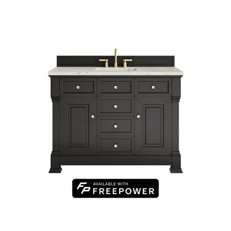 James Martin Vanities Brookfield 48 in. Single Vanity, Black Onyx w/ 3 CM Victorian Silver Silestone Top 547-V48-BKO-FVSL