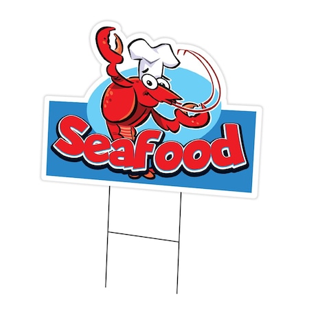 Signmission Seafood Die Cut Yard Sign & Stake outdoor plastic coroplast window, C-DC-1824-DS-Seafood19 C-DC-1824-DS-Seafood19