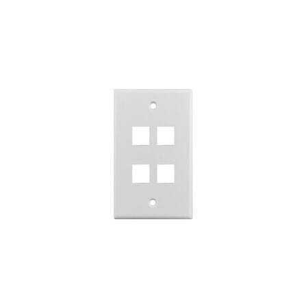 Cable Wholesale 4 Port Keystone Wall Plate, White, 25 pack S45-3204W-25