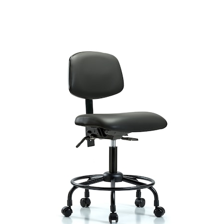 Blue Ridge Ergonomics Vinyl Chair, Desk, Round Tube Base, Tilt, Casters, Carbon BR-VDHCH-RT-T1-A0-RC-8823