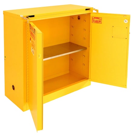 Securall Flammable Storage Cabinet, 30 Gallon, 1 Shelves, 43 in W x 46 in H x 18 in D, Yellow A330