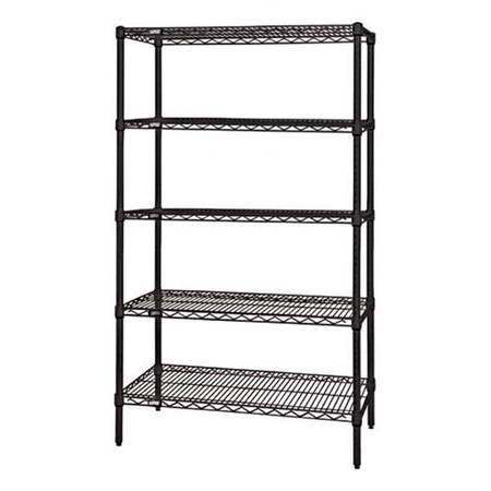 Betterbeds 5-Shelf Black Wire Shelving Unit, 12 x 48 x 54 in. BE1136423