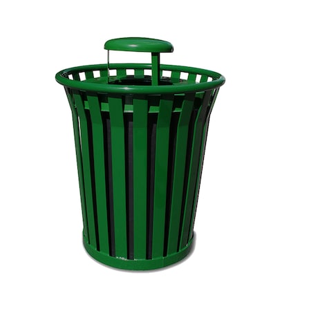 Witt Industries Heavy Duty Green Outdoor Slatted Waste Receptacle with Rain Cap WC3600-RC-GN