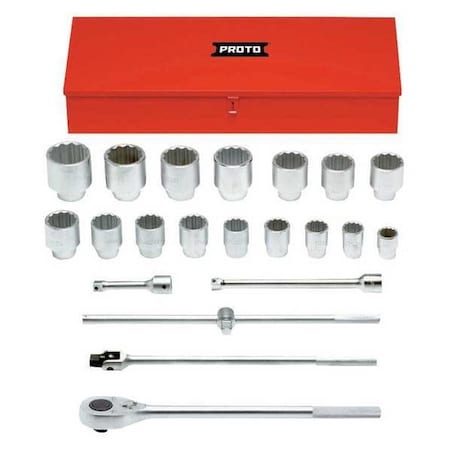 Proto Socket Set, Chrome, 1 in Drive Size J57102A