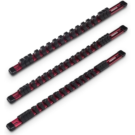 Neiko Aluminum Socket Holder and Socket Organizer Tray with Lightweight and Heavy-Duty Rails, 3-Piece 02454A