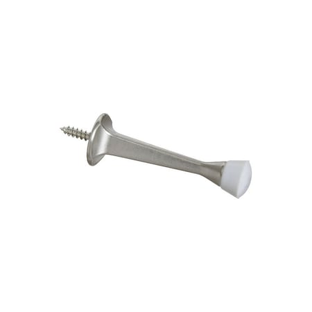 National Hardware Door Stop, 1 in Dia Base, 3 in Projection, Die-Cast Zinc/Plastic/Rubber, Satin Nickel N331-363