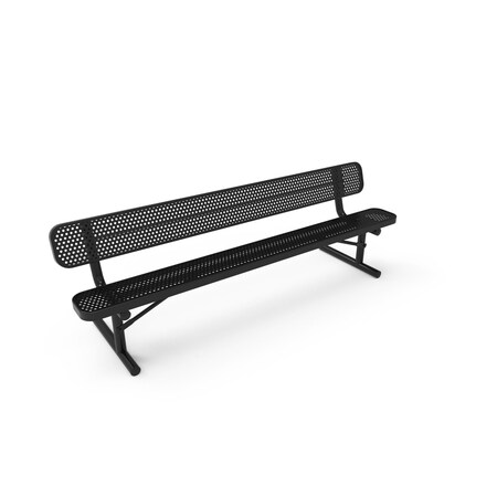 Mytcoat 8ft Outdoor Bench with Back, Portable, Black, Punched Steel, Textured Coating 804219