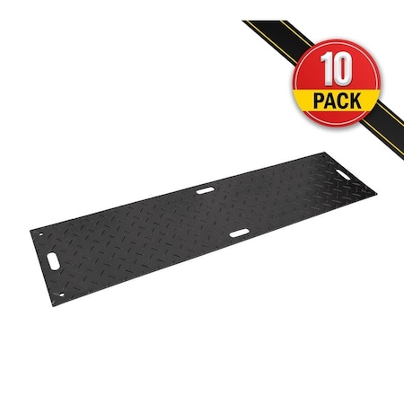 Mytee Products 10 Pk 3ft x 6ft Heavy-Duty Ground Protection Mat - Black, Diamond Plated, 10PK GPM-3x6x05x10