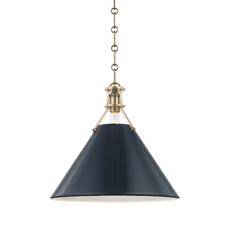 Hudson Valley Lighting Mark D. Sikes X Painted No.2 1 Light Pendant 16 In. Aged Brass/Darkest Blue MDS352-AGB/DBL