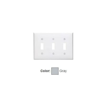 Leviton Switch Wallplate, Standard Size, Gang 3, Gray 80711-GY
