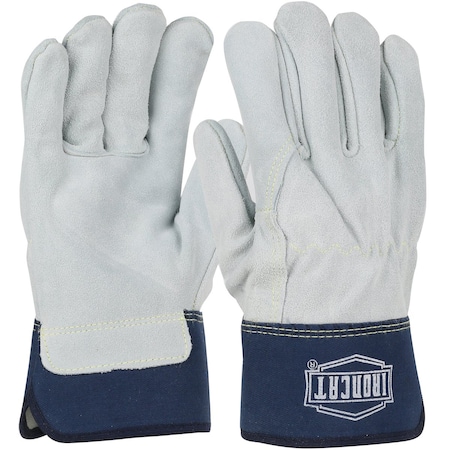Ironcat Heavy Premium Split Cowhide Leather Palm Glove with Full Leather Back, Rubberized Safety Cuff, 12PK IC6/XL